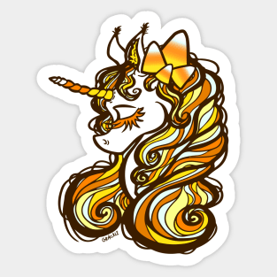 Candy Corn Unicorn Sticker